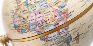 close up of africa on a globe