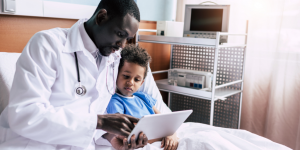 doctor talking with a child