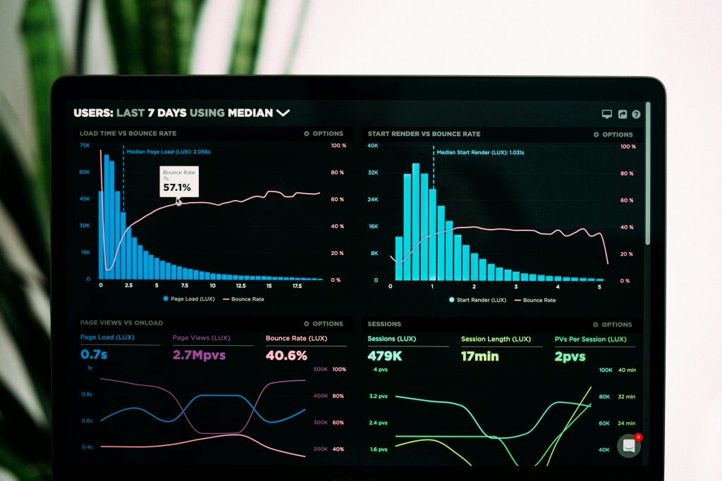Data and graphs on a laptop screen