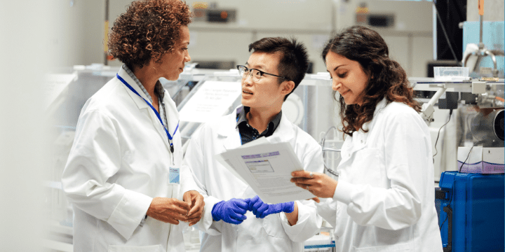 Researchers working in a lab