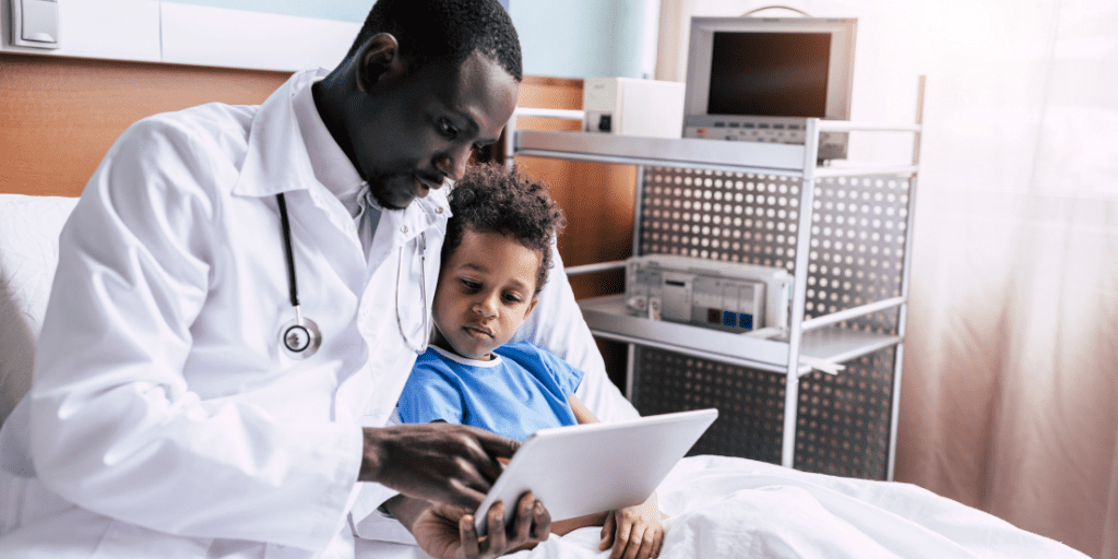 doctor talking with a child